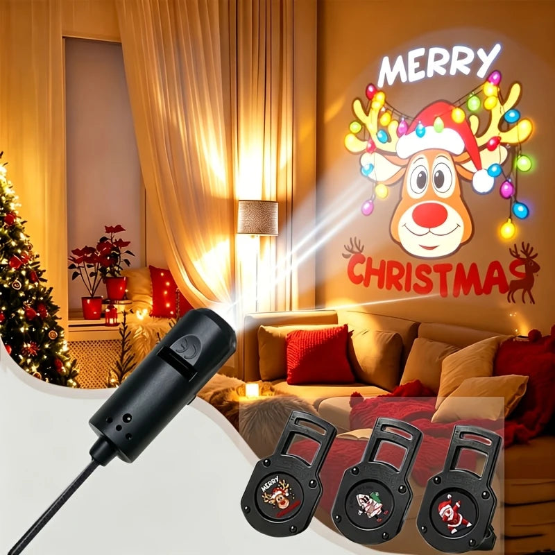 Christmas Projector Light 3/6/10pcs Projection Patterns- Adjustable Santa Claus Christmas Tree USB Night Light Christmas Decor