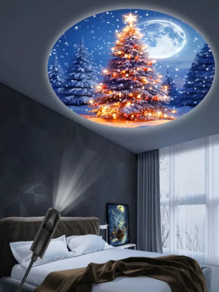 Christmas Projector Light 3/6/10pcs Projection Patterns- Adjustable Santa Claus Christmas Tree USB Night Light Christmas Decor