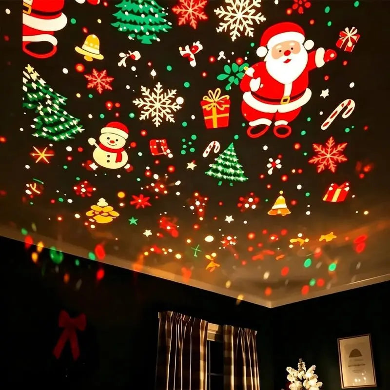 Indoor Christmas Tree Projector HD USB Plug & Play 6 Festive Scenes Holiday Projector Light Home Wall Xmas Party Decoration